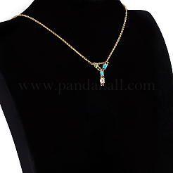 Golden Brass Micro Pave Cubic Zirconia Initial Pendants Necklaces&nbsp;NJEW-S069-JN002-Y