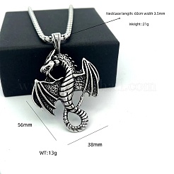 Vintage Punk 304 Stainless Steel Dragon Pendant Necklaces for Men Women&nbsp;LN2860