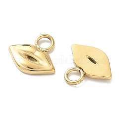 304ステンレススチールチャーム  リップ  18KGP本金メッキ  10x10.5x1.5mm  穴：2.5mm&nbsp;KK-D503-21G