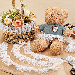 Polyester Lace Pleated Ribbons&nbsp;SRIB-WH0011-468B