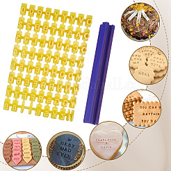 1袋入り文字と数字入りPPプラスチッククッキースタンプ  ベーキングツール  きいろ  125x82mm  シングルスタンプ：13x3~7x11mm&nbsp;DIY-SC0033-92