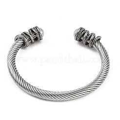 女性用304ステンレススチールカフバングル  ABSの模造パールと  ステンレス鋼色  内径：2-1/2インチ（6.3cm）&nbsp;STAS-M023-16P
