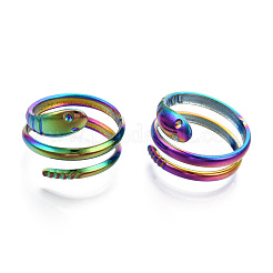304 Stainless Steel Snake Twist Rings&nbsp;RJEW-N038-114M
