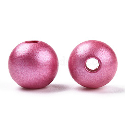 Painted Natural Wood Beads&nbsp;WOOD-S057-071K