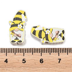 プリントポプラウッドビーズ  ミツバチ  20x10.5x5.5mm  穴：3mm&nbsp;WOOD-Z008-01G