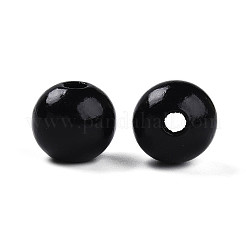 塗装天然木ビーズ  ラウンド  ブラック  16mm  穴：4mm&nbsp;WOOD-A018-16mm-20