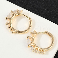 Brass Clear Cubic Zirconia Hoop Earrings&nbsp;EJEW-Q016-14G