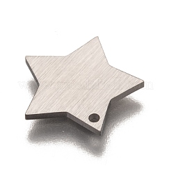 変色しにくい304ステンレススチールペンダント  ブラシ仕上げのスタンプ付き空白タグ  レーザー切断  両面ドローベンチ効果  スター  ステンレス鋼色  13.5x13.5x1mm  穴：1mm&nbsp;STAS-O133-03G-P