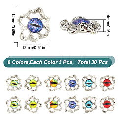 30Pcs 6 Colors Evil Eye Alloy Glass Cabochons&nbsp;MRMJ-GO0001-03