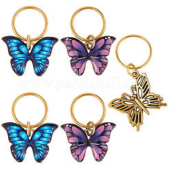 15Pcs 3 Styles Butterfly Printed Alloy Braiding Hair Pendant Decoration Clips&nbsp;OHAR-BM0001-04