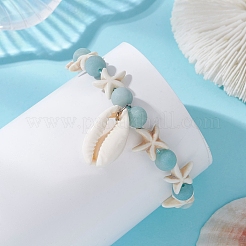 Coastal Natural Cowrie Shell Charm Bracelets&nbsp;BJEW-JB13787