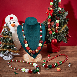 4 個 4 スタイル ABS プラスチックパール & アクリル & 樹脂ビーズネックレスセット  クリスマスツリー & スノーフレーク & サンタクロース合金エナメルペンダントスタッカブルネックレス女性用  ミックスカラー  18.90インチ（48cm）  1個/スタイル&nbsp;NJEW-AB00010
