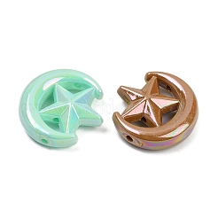 不透明なアクリルビーズ  スターとムーン  ABカラーメッキ  ミックスカラー  27.5x26.5x8.5mm  穴：2mm  約178個/500g&nbsp;OACR-C022-11