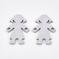 変色しない201ステンレス鋼リンクコネクター  レーザーカットリンク  女の子  ステンレス鋼色  16.5x11x1mm  穴：1.4mm&nbsp;X-STAS-T044-28P