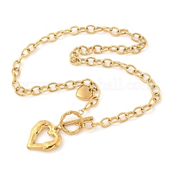 304 Stainless Steel OT Heart Pendant Necklaces for Women&nbsp;NJEW-B130-01G