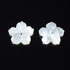 パールシェルビーズの天然な白いシェルマザーオブパール  花  17.5x18x3mm  穴：1mm&nbsp;SSHEL-T014-42C