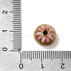 304ステンレススチールエナメルビーズ  ロンデル  ゴールドカラー  ショッキングピンク  13x10.5mm  穴：1.6mm&nbsp;SA-CBA9422-01G-01