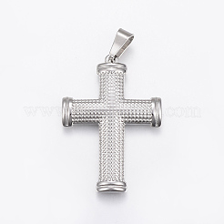 304ステンレスペンダント  大穴ペンダント  クロス  ミックスカラー  45x31x3.5mm  穴：9x5mm&nbsp;STAS-H429-03