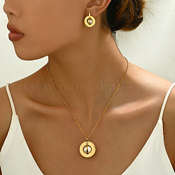 Stainless Steel Round Pendant Necklaces & Stud Earring Sets for Women&nbsp;EN9770