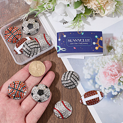 10Pcs 5 Styles Sports Balls Alloy Rhinestone Cabochons&nbsp;FIND-SC0023-43