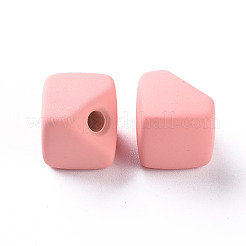 アクリルビーズ  ラバー加工スタイル  片穴  ギャップキューブ  ライトコーラル  13.5x13.5x13.5mm  穴：3.5mm&nbsp;OACR-S039-04-52