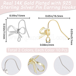 20Pcs 2 Colors Bowknot Brass Earring Hooks&nbsp;KK-BBC0014-43