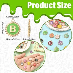 52本合金エナメルペンダント  ゴールドカラー  文字a~zのチャーム  フラットラウンド  17x14.5x2.5mm  穴：1.6mm&nbsp;ENAM-CJ0007-07B