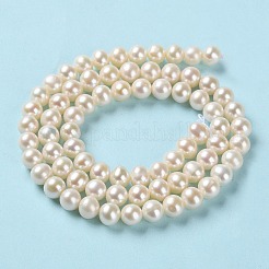 天然養殖淡水パールビーズ連売り  ラウンド  グレード5a+  パパイヤホイップ  5~5.5mm  穴：0.5mm  約72個/連  15.55''（39.5センチメートル）&nbsp;PEAR-E018-65