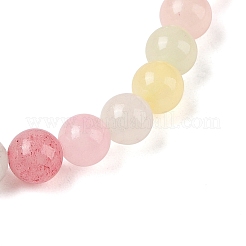 Natural Green Jade(Dyed) Round Beaded Stretch Bracelets&nbsp;G-U005-01A-02