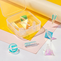 10個5スタイル透明アクリルパーツ  レーザースタイル  ループ  3Dトライアングル＆菱形＆リング＆弾丸  透明  2個/スタイル&nbsp;KY-LS0001-07