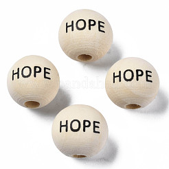 Printed Natural Wood European Beads&nbsp;WOOD-T019-46