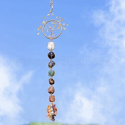 Chakra Natural Mixed Gemstone Pendant Decorations&nbsp;PW-WG59ED5-01