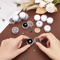 20個2色の丸型透明プラスチック製ルースダイヤモンド収納ボックス、ネジ蓋とスポンジ付き  ミックスカラー  2.95x2.1cm  10個/カラー&nbsp;CON-PH0002-96