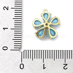 真鍮ターコイズペンダント  カドミウムフリー＆ニッケルフリー＆鉛フリー  花  18KGP本金メッキ  ライトスカイブルー  16x13.5x5mm  穴：1.4mm&nbsp;LS-KK-S514-03G