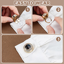 2 Pairs 2 Colors Brass Rhinestone Cufflinks&nbsp;AJEW-GA0008-30