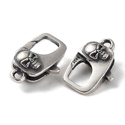 タイスターリングシルバーカニカン925個  スカル  スタンプ925個付き  アンティークシルバー  14.5x10x5mm  穴：1.5mm&nbsp;STER-D003-51AS