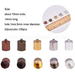 真鍮製コードエンドパーツ  ミックスカラー  14x10mm  穴：1mm  内径：9mm  13.5x7x3cm  100個/セット&nbsp;KK-PH0034-99