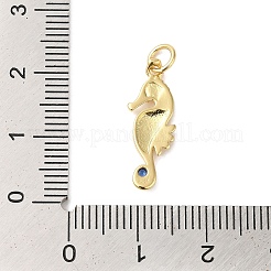 Rack Plating Brass Pave Blue Cubic Zirconia Sea Animal Pendants&nbsp;KK-B092-03G