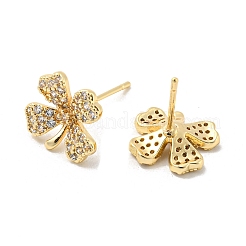 Brass with Clear Cubic Zirconia Stud Earrings&nbsp;EJEW-B035-16KCG