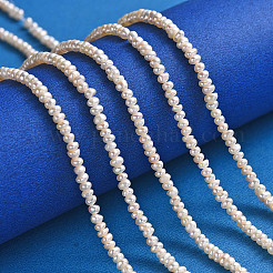 グレード aa 天然養殖淡水パール ビーズ 連売り  研磨両側  乳白色  3~4mm  穴：0.8mm  約110個/連  13.6インチ&nbsp;PEAR-L003-B-03-01