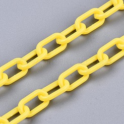 手作りの不透明なアクリルペーパークリップチェーン  描かれた細長いアズキチェーン  ゴールド  13x7.5x2mm  19.88インチ（50.5cm）/連&nbsp;X-KY-S166-002I