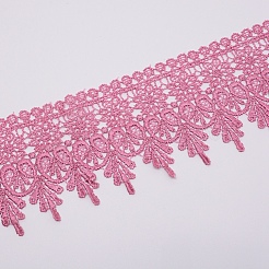 カーテン服アクセサリー装飾  DIYレーストリム刺繡生地  淡いバイオレットレッド  95mm  約15ヤード/ロール（13.716メートル/ロール）&nbsp;OCOR-WH0058-05D