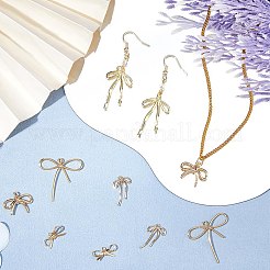 10個5スタイル真鍮チャーム  蝶結び  18KGP本金メッキ  10.5~30x12~28.5x2~4mm  穴：1~3mm  2個/スタイル&nbsp;KK-HS0001-16