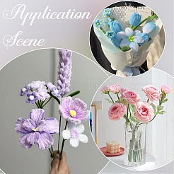 鉄製の茎の花の棒100本  プラスチック製のパーツと  造花ブーケサポート用  グリーン  205x2mm&nbsp;AJEW-SP0003-73C