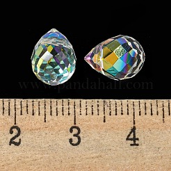 電気メッキガラスビーズ  多面カット  ABカラー  ティアドロップ  ABカラーメッキ  9.5x8mm  穴：1.2mm&nbsp;EGLA-A041-02-AB01