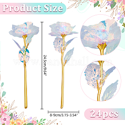 バレンタインデー用のプラスチック製造バラの花24個  クリアAB  245x80~90x80~90mm&nbsp;AJEW-WR0003-65