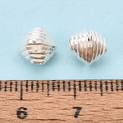 925スターリングシルバーコルゲートビーズ  菱形  銀  7x7.5x7.5mm  穴：1~1.5mm&nbsp;STER-N016-127S
