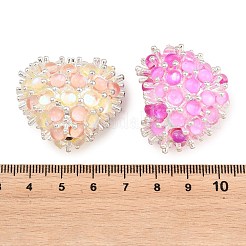 バレンタインデー用合金プラスチックビーズ  ハート  銀  28.5x34x25.5mm  穴：3.5mm&nbsp;FIND-E056-01