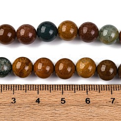 天然石オーシャンジャスパービーズ連売り  ラウンド  8mm  穴：1.2mm  約46個/連  15.35インチ（39cm）&nbsp;G-F668-26-8mm