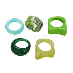 樹脂製指輪セット  混合図形  グリーン  19mm&nbsp;WG0AF86-01
